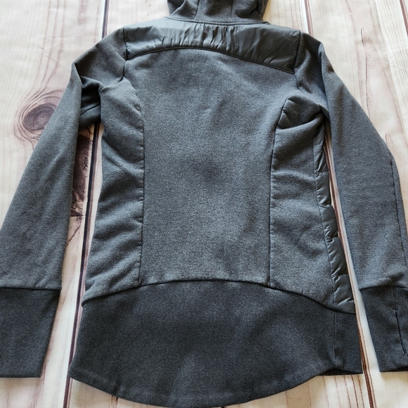 Athleta "Down to Town" Down Sweatshirt Jacket Asymmetrical Grey, Women's Size XS - Picture 7 of 12